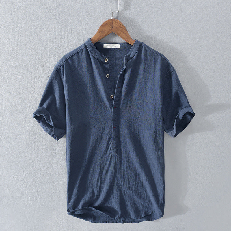 Camicia da uomo effetto lino con bottoni per l’estate – Camicia casual leggera per vacanze, lavoro e outfit quotidiani
