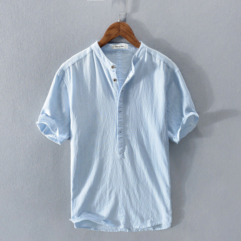 Camicia da uomo effetto lino con bottoni per l’estate – Camicia casual leggera per vacanze, lavoro e outfit quotidiani