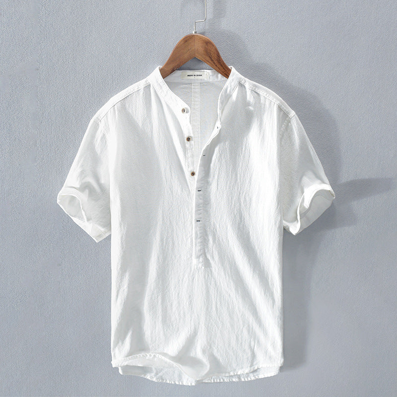 Camicia da uomo effetto lino con bottoni per l’estate – Camicia casual leggera per vacanze, lavoro e outfit quotidiani