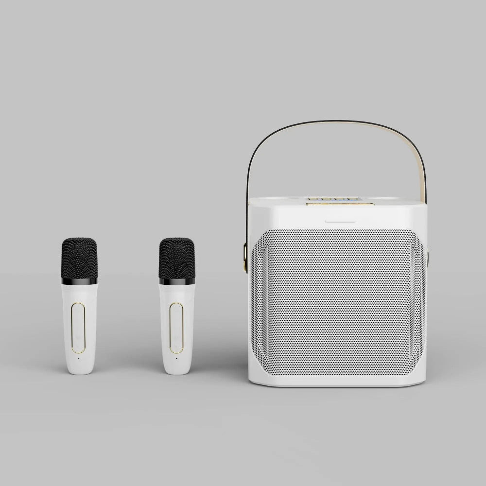 Système d’enceinte karaoké portable avec son à 360° et deux microphones sans fil - Parfait pour les fêtes en intérieur et en extérieur