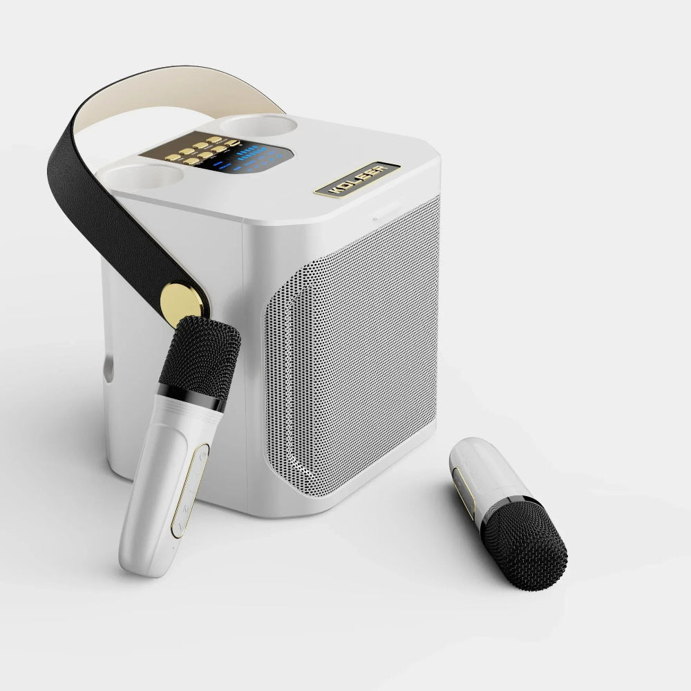 Système d’enceinte karaoké portable avec son à 360° et deux microphones sans fil - Parfait pour les fêtes en intérieur et en extérieur