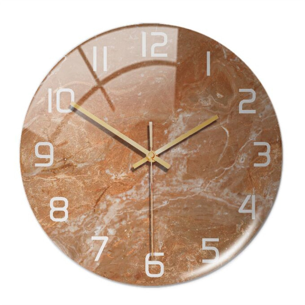 Wanduhr in Marmoroptik für moderne Wohndekoration – Elegante dekorative Uhr für Wohnzimmer, Büro und Schlafzimmer