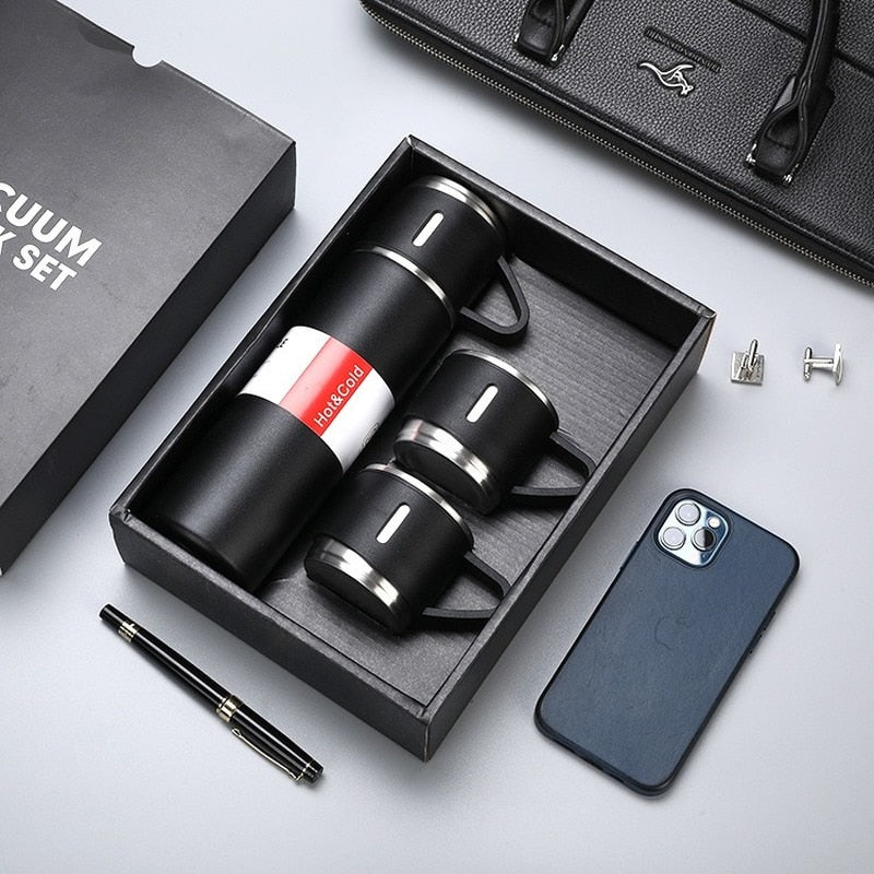 Portable Insulated Thermos Flask – 12-Hour Temperature Retention with Cup-Style Lid