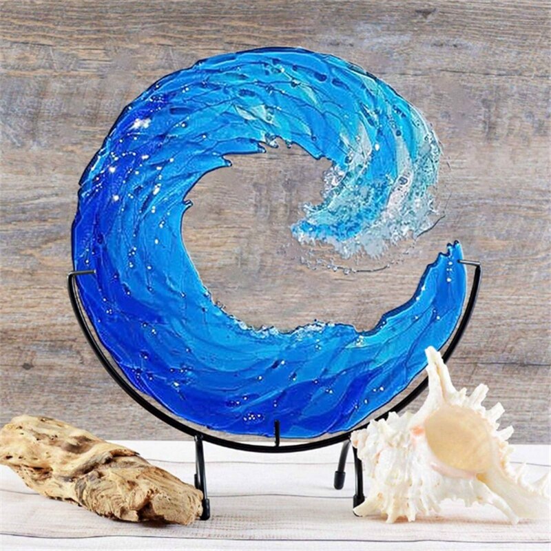 Sculpture en verre représentant une vague océanique pour la décoration intérieure – Accent artistique d'inspiration côtière pour le salon, le bureau et les intérieurs modernes