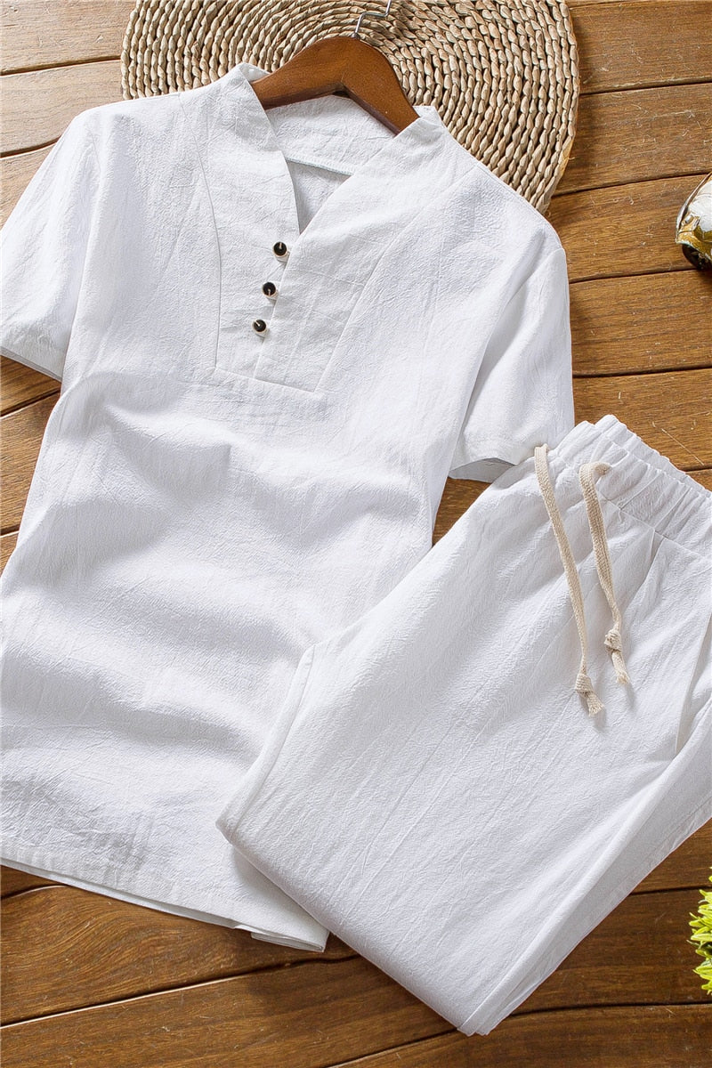 Daven Ruel. – Men’s Lightweight Linen Summer Clothing Set