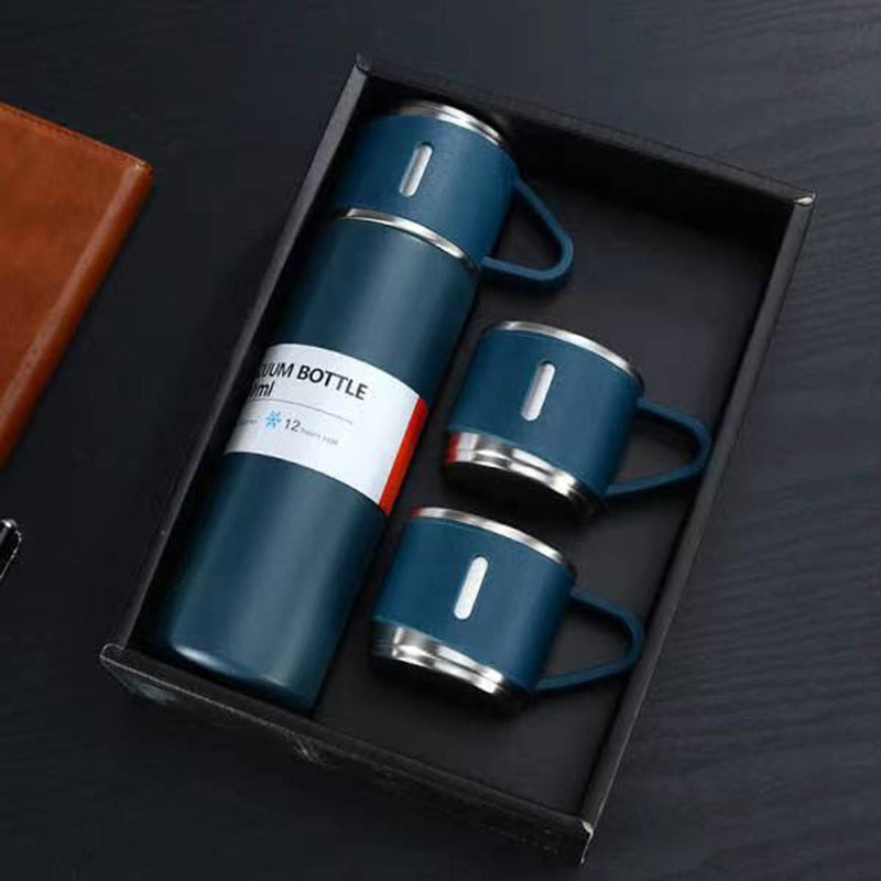 Portable Insulated Thermos Flask – 12-Hour Temperature Retention with Cup-Style Lid