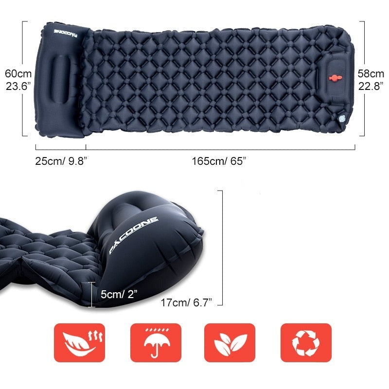 Materassino ultraleggero impermeabile con pompa integrata – Materasso da campeggio compatto per viaggi all'aperto, escursioni e trekking