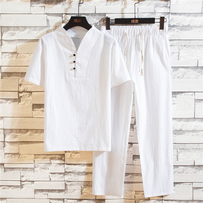 Daven Ruel. – Men’s Lightweight Linen Summer Clothing Set