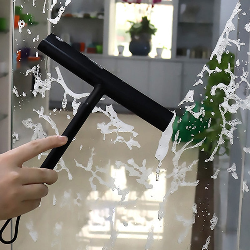 Raclette de douche avec crochet de suspension – Outil de nettoyage des vitres sans traces pour portes de salle de bains et carrelages