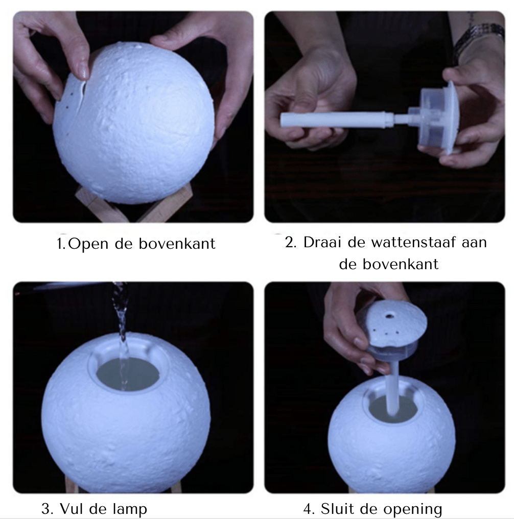 Purificador de aire con humidificador y efecto de luz lunar – Dispositivo de doble función para purificar el aire y crear una iluminación ambiental