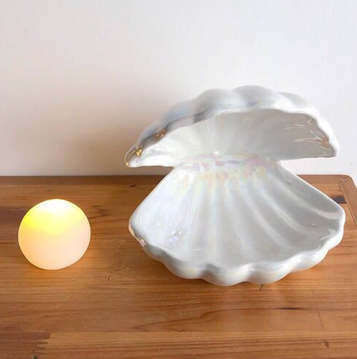 Lampada da tavolo a forma di conchiglia con perle per un’illuminazione ambientale soffusa – Elegante lampada decorativa per camera da letto e soggiorno