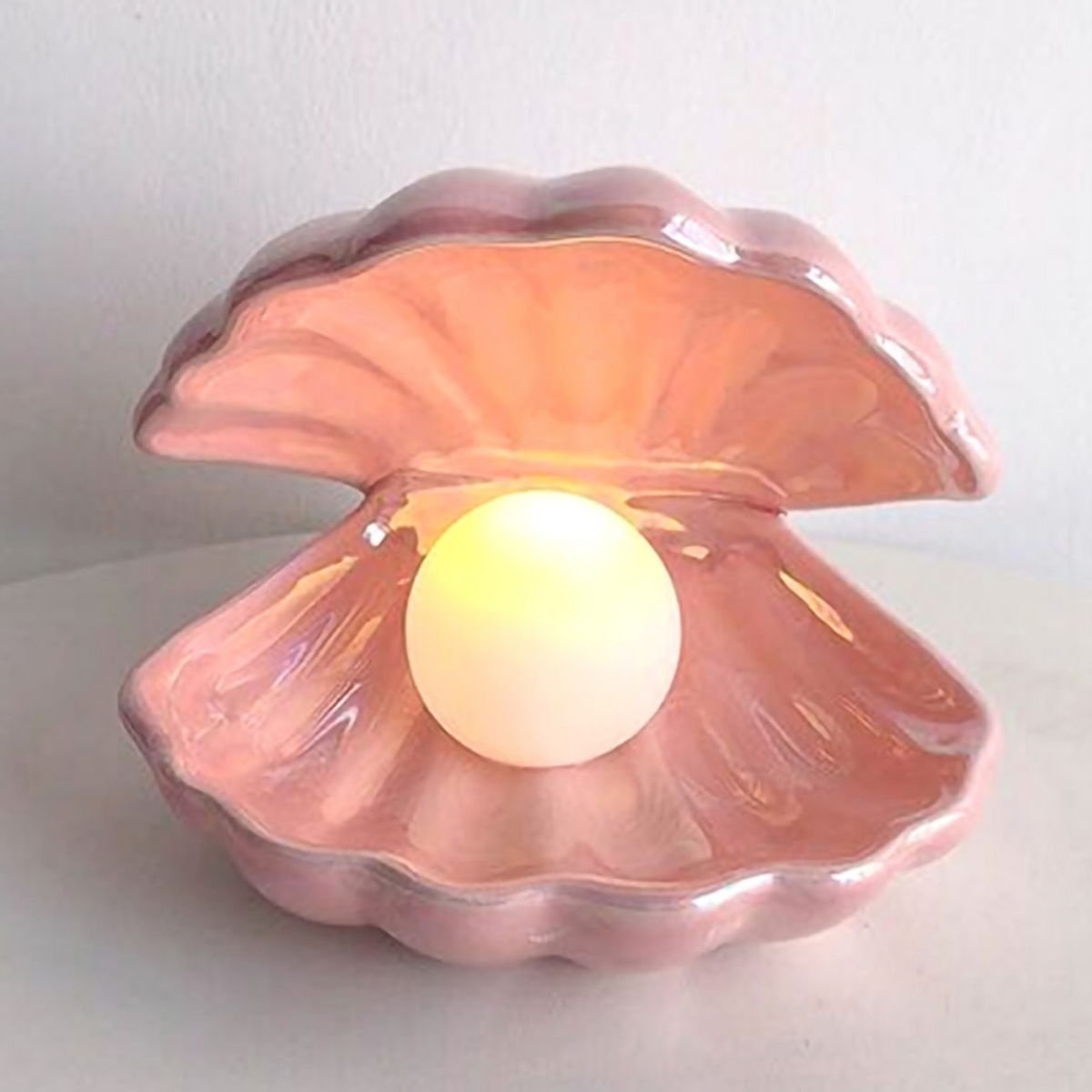 Lampada da tavolo a forma di conchiglia con perle per un’illuminazione ambientale soffusa – Elegante lampada decorativa per camera da letto e soggiorno
