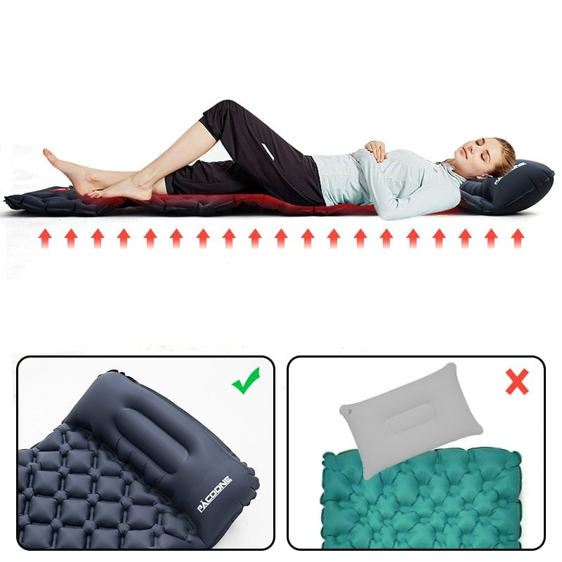Materassino ultraleggero impermeabile con pompa integrata – Materasso da campeggio compatto per viaggi all'aperto, escursioni e trekking