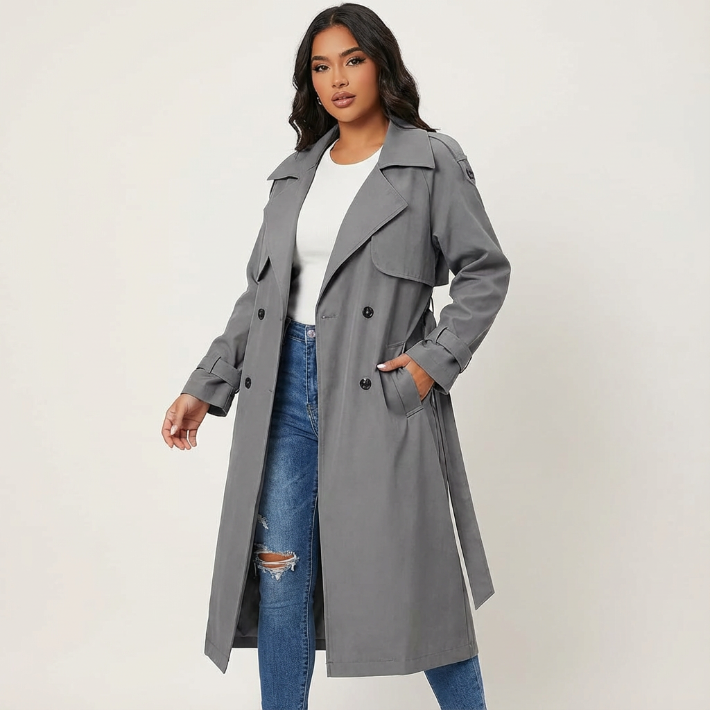 Gabardina larga y elegante para mujer – Prenda exterior con estilo para el trabajo, los viajes y looks de temporada