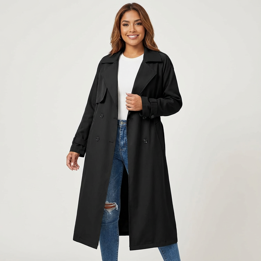 Gabardina larga y elegante para mujer – Prenda exterior con estilo para el trabajo, los viajes y looks de temporada
