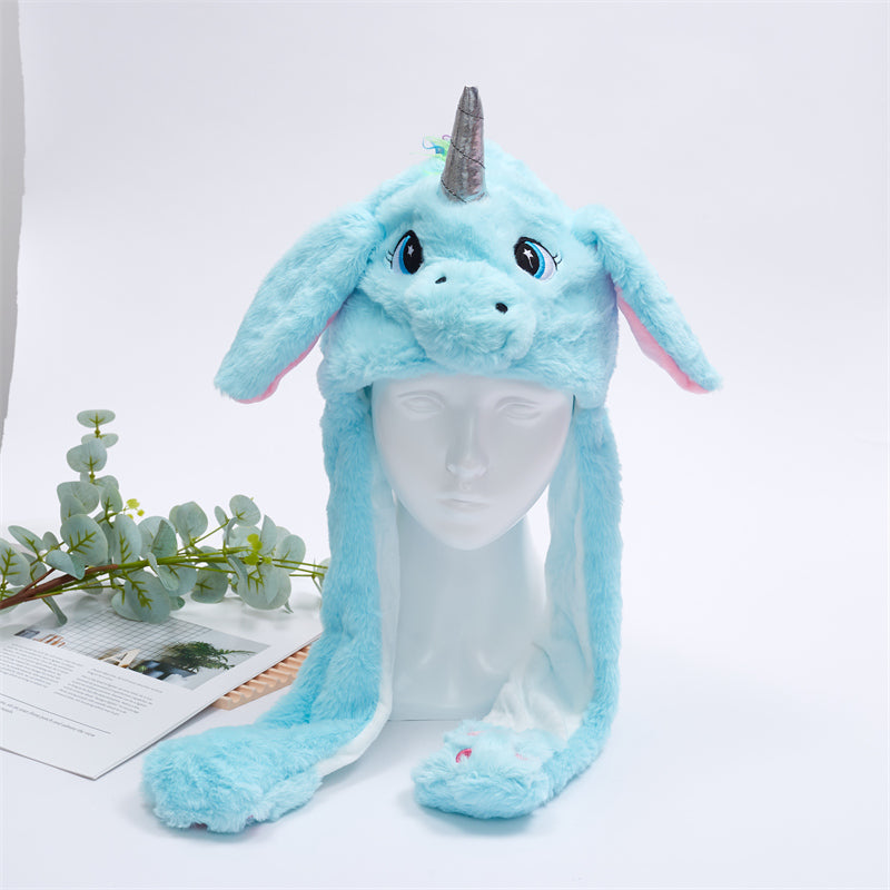 Interaktiver Hasenohrenhut für Kinder und Erwachsene – Niedlicher Plüschhut mit beweglichen Ohren zum Spielen, für Kostüme und als Geschenk