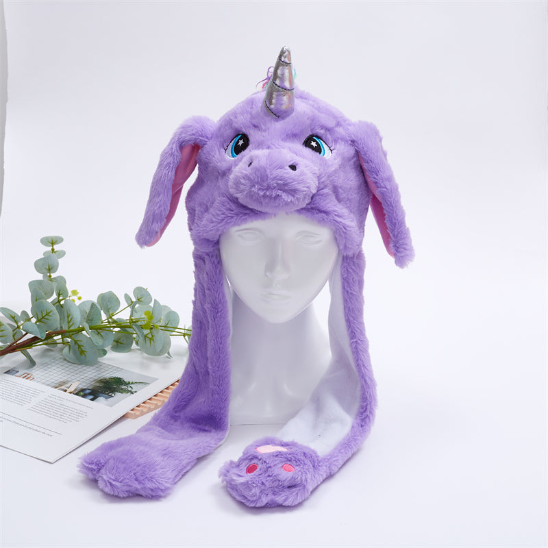 Interaktiver Hasenohrenhut für Kinder und Erwachsene – Niedlicher Plüschhut mit beweglichen Ohren zum Spielen, für Kostüme und als Geschenk