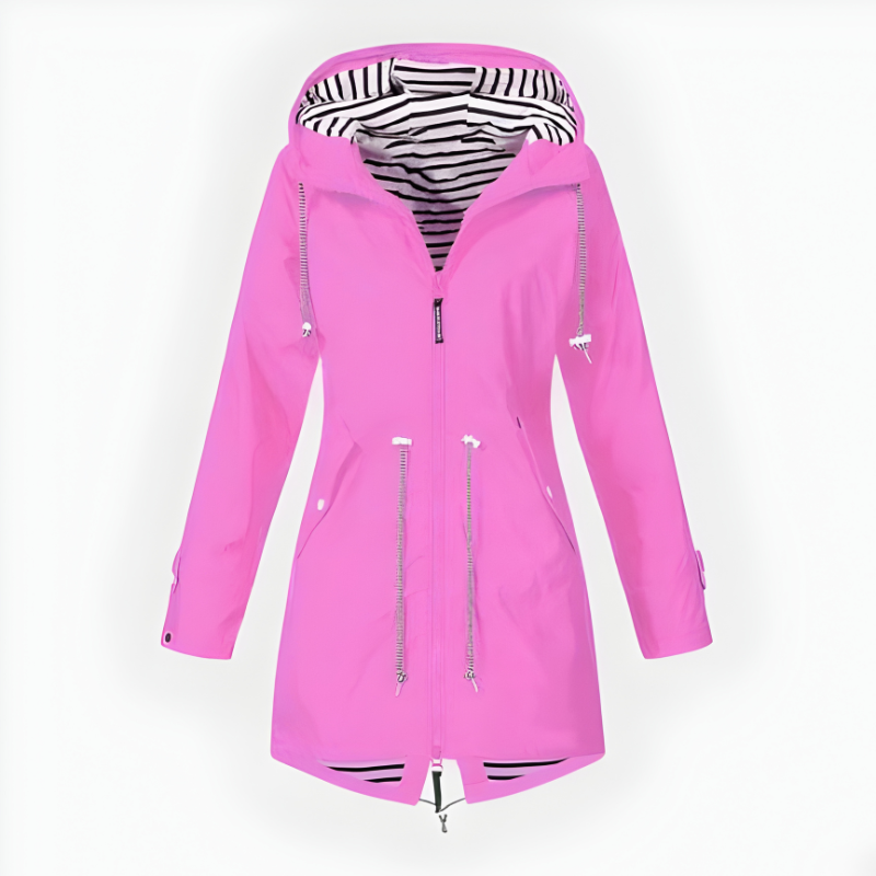 Longue veste de pluie élégante pour femmes - Modèle coupe-vent et imperméable