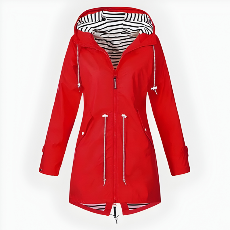 Longue veste de pluie élégante pour femmes - Modèle coupe-vent et imperméable