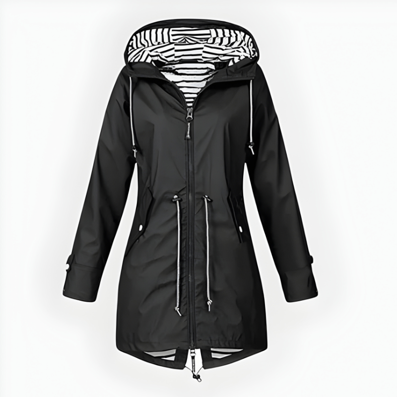 Longue veste de pluie élégante pour femmes - Modèle coupe-vent et imperméable