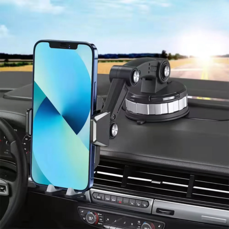 Car Phone Mount with Strong Suction, 360° Rotation & One-Hand Operation – Universal Adjustable Holder