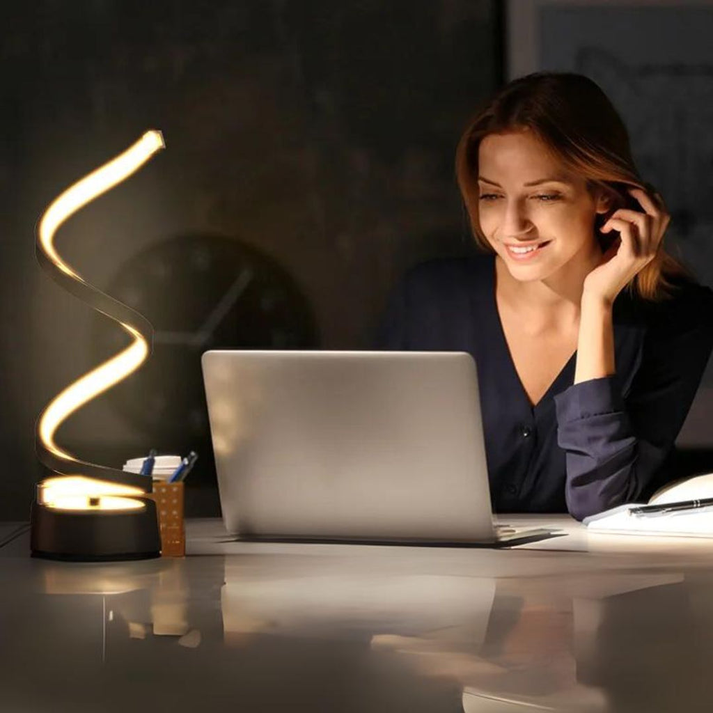 Lampe de table LED en spirale à luminosité réglable – Éclairage décoratif moderne pour le salon, la chambre et le bureau
