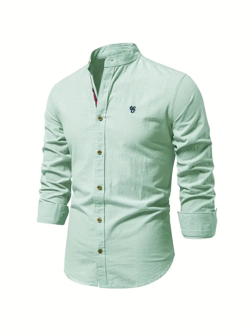 Camicia da uomo in lino effetto lino con bottoni per l’estate – Camicia casual leggera per vacanze, lavoro e outfit quotidiani