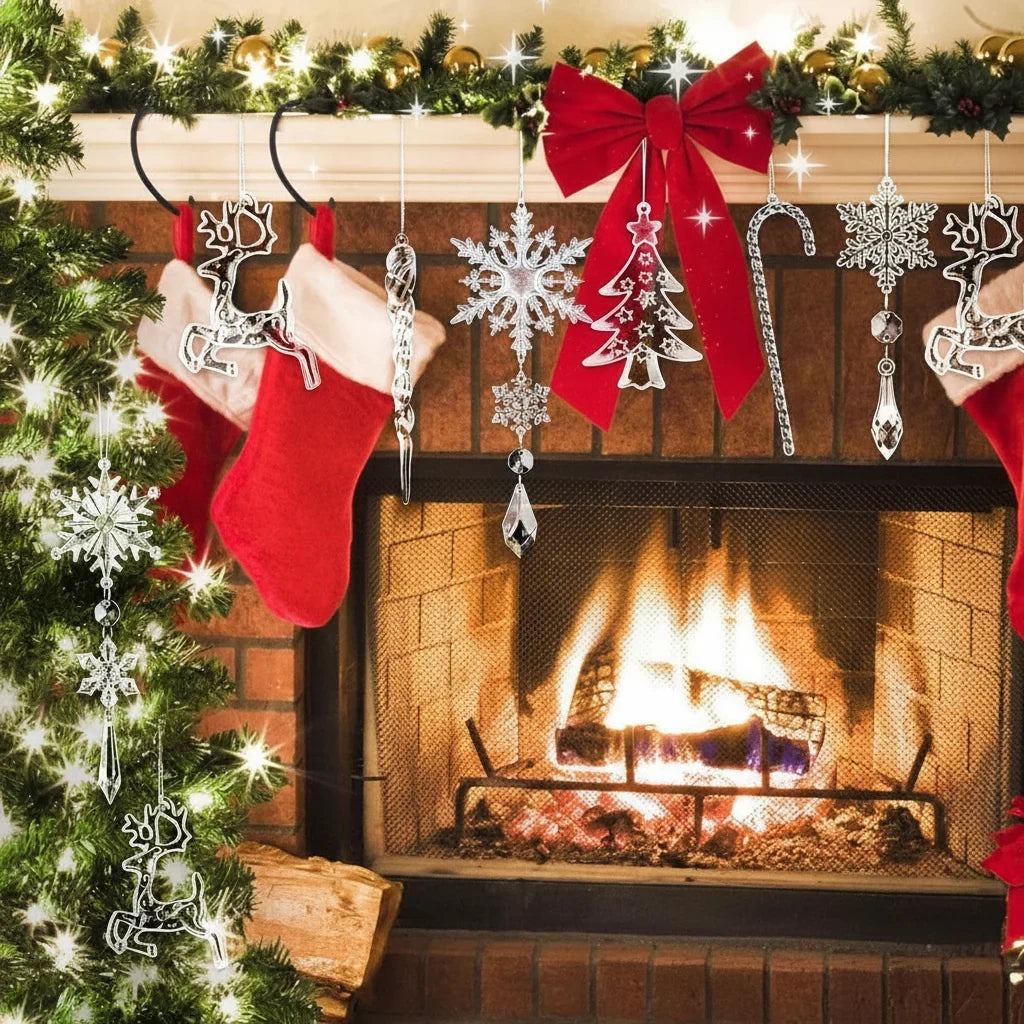 Acrylic Christmas Ornaments with Snowflakes and Icicles Shatterproof Crystal Hanging Decorations - Image 2