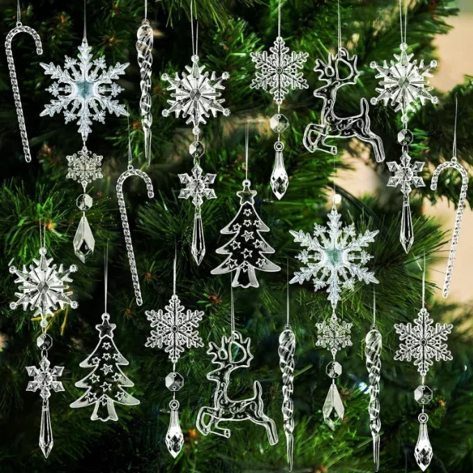 Acrylic Christmas Ornaments with Snowflakes and Icicles Shatterproof Crystal Hanging Decorations - Image 5