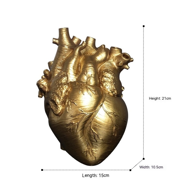Anatomical Heart Shaped Flower Vase with Textured Vein Details and Bud Decoration Cut Glass - Image 16