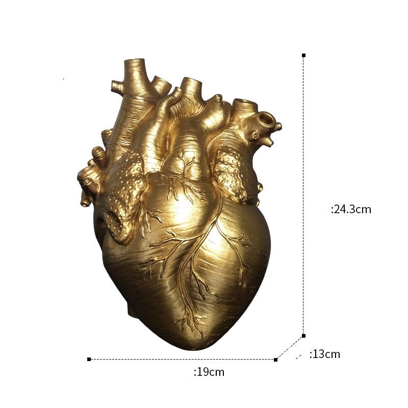Anatomical Heart Shaped Flower Vase with Textured Vein Details and Bud Decoration Cut Glass - Image 23