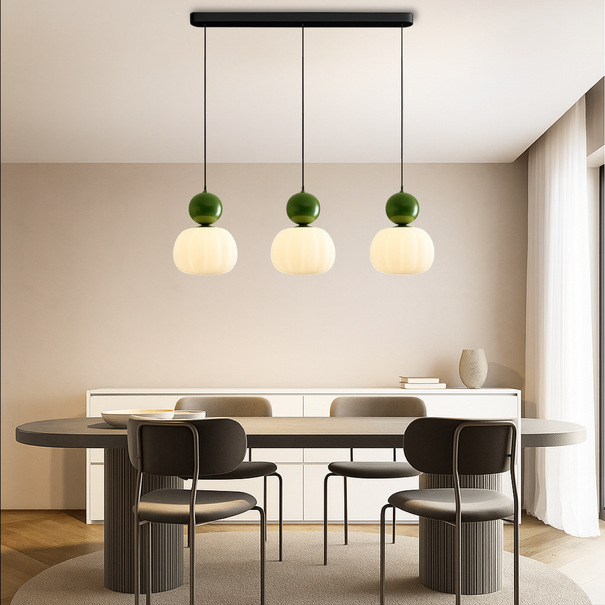 Art Deco Pendant Light Translucent White Colored Spherical Geometric Decorative Modern - Image 3