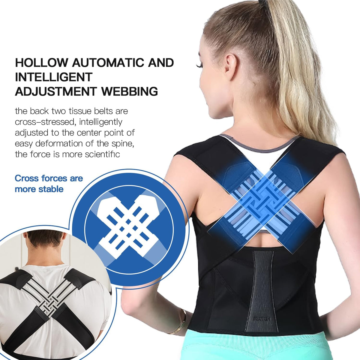 Back Brace Posture Corrector Lumbar Support Breathable Adjustable Velcro Closure Shoulder - Image 3