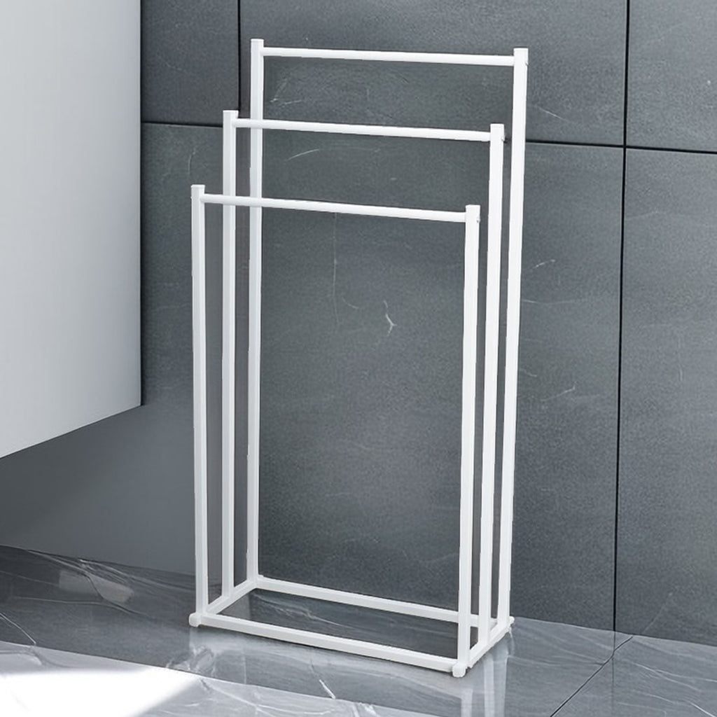 Bathroom Towel Rack Freestanding Three-Tier Metal Stand with Shelf Kitchen - Image 2