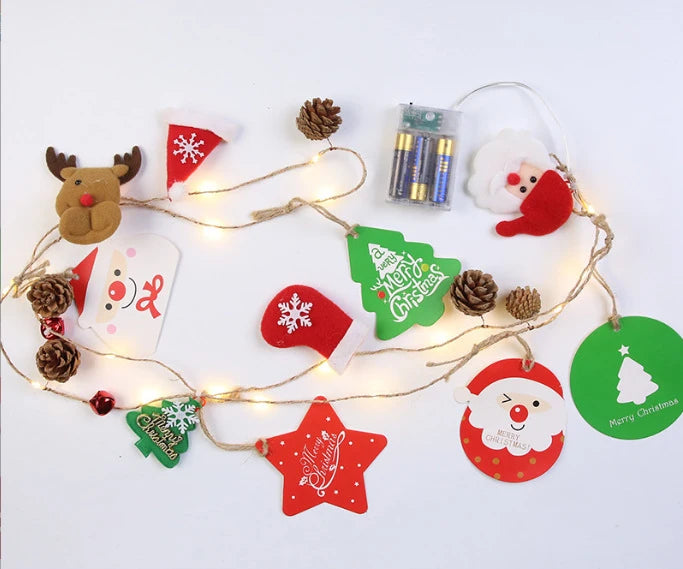 Battery Operated LED Christmas Garland Lights with Warm White Micro Bulbs and Pine Cones - Image 4