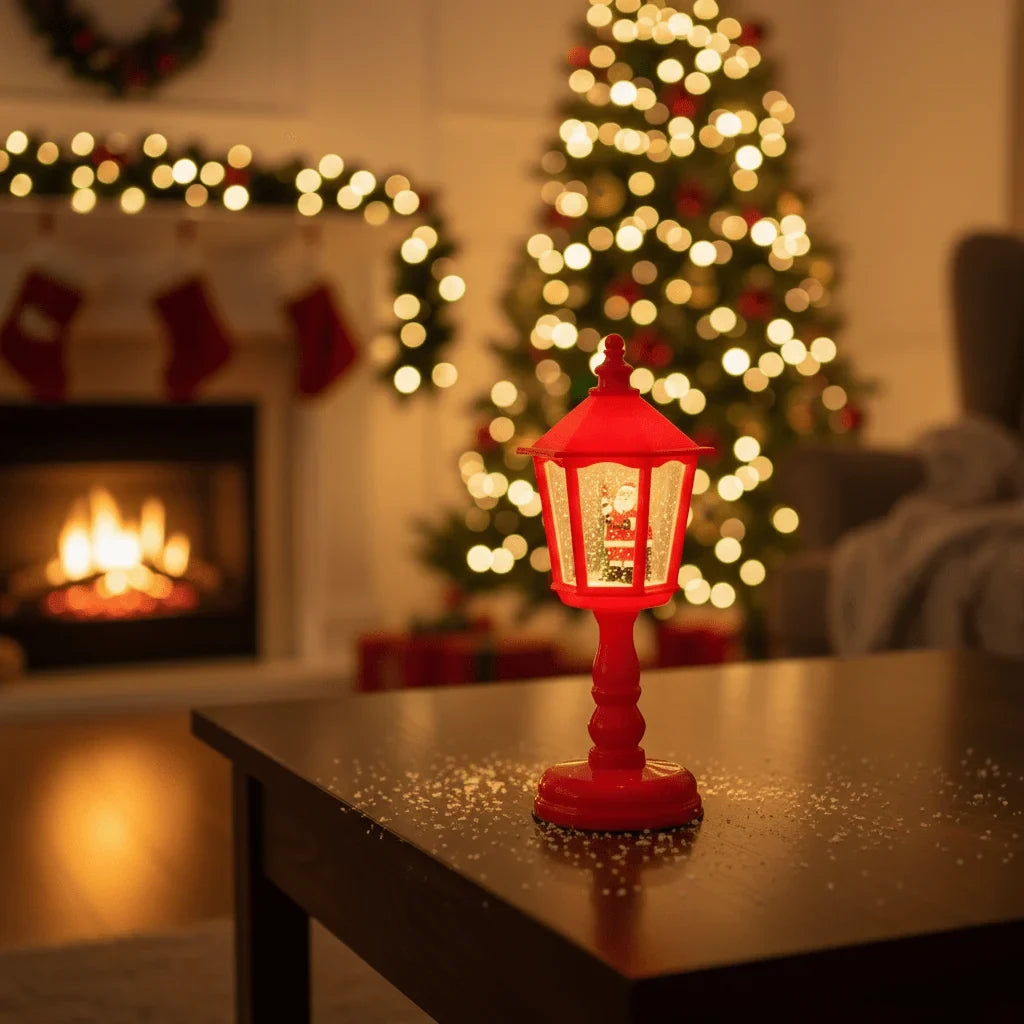 Battery-Operated Musical Snow Globe Lantern with LED Light and Swirling Glitter - Image 7