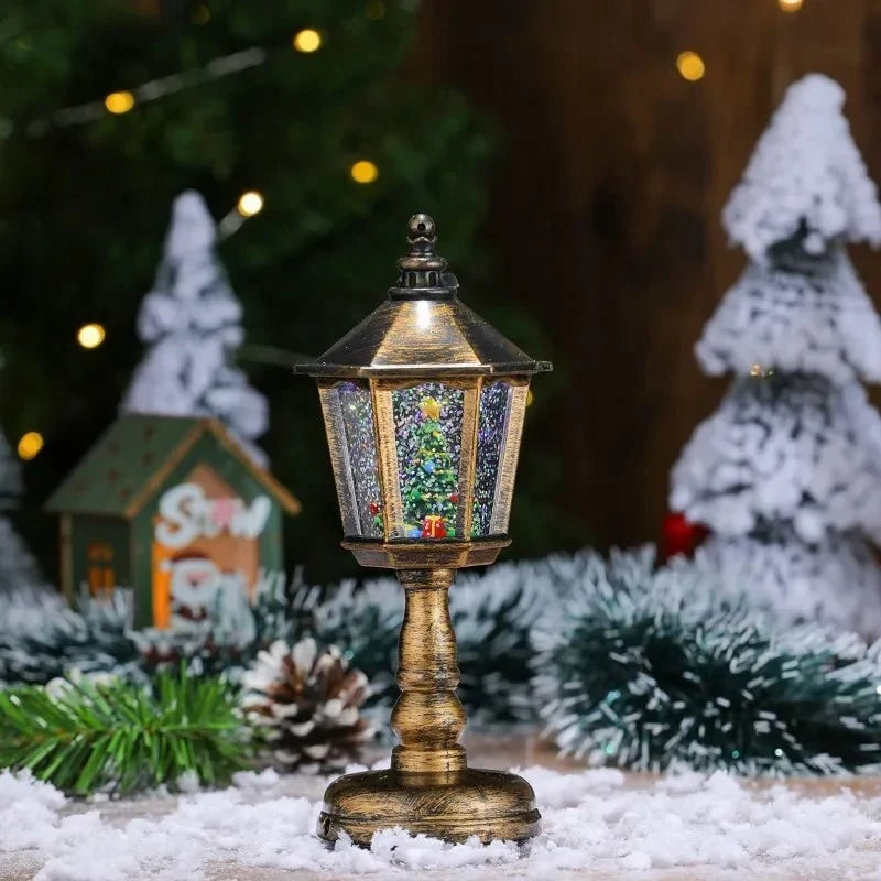 Battery-Operated Musical Snow Globe Lantern with LED Light and Swirling Glitter - Image 8