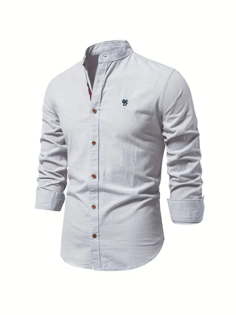 Camicia da uomo in lino effetto lino con bottoni per l’estate – Camicia casual leggera per vacanze, lavoro e outfit quotidiani