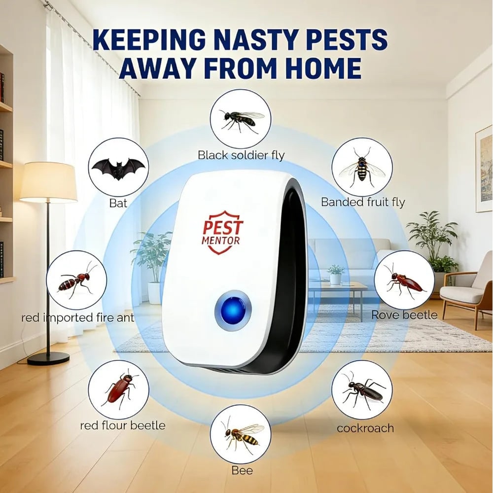 Bed Bug Pest Control Ultrasonic Repeller Plug-In Device with LED Indicator - Image 1