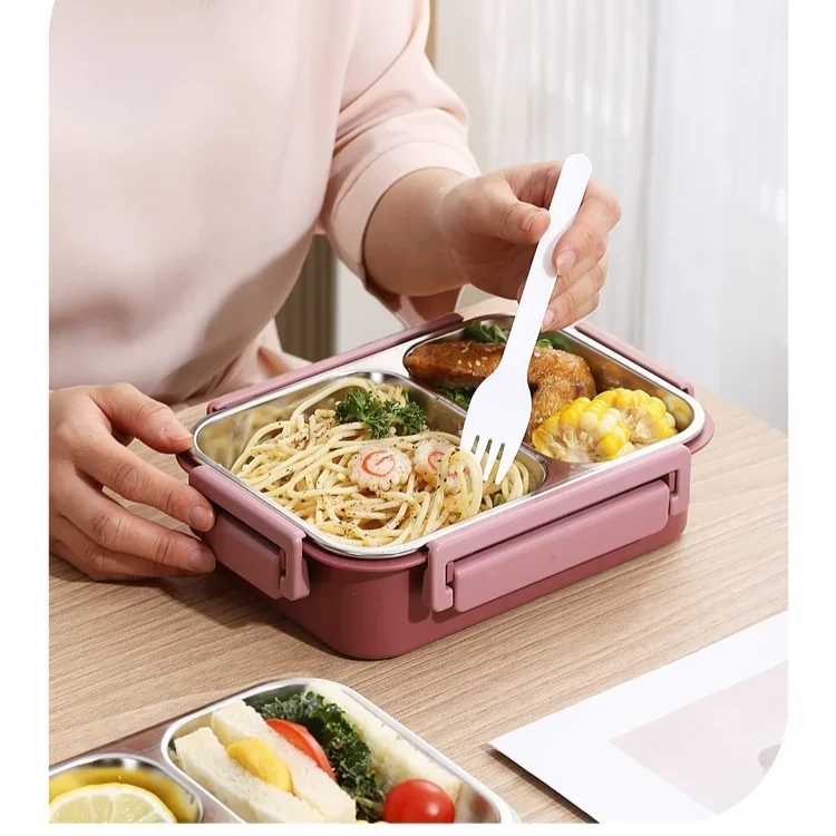 Bento Lunch Box with Stainless Steel Compartments and Leak-Proof Seal - Image 12