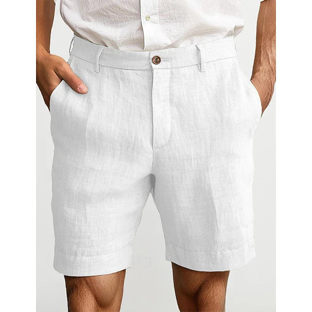 Pantaloncini estivi da uomo effetto lino per look casual – Pantaloncini leggeri da vacanza per viaggi e outfit quotidiani