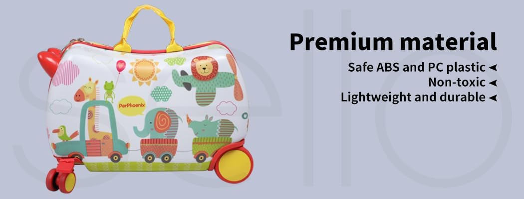 Valise pour enfants à chevaucher avec roues pivotantes à 360° – Bagage de voyage à tirer et à chevaucher pour les enfants et les voyages en famille