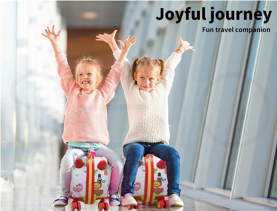 Valise pour enfants à chevaucher avec roues pivotantes à 360° – Bagage de voyage à tirer et à chevaucher pour les enfants et les voyages en famille