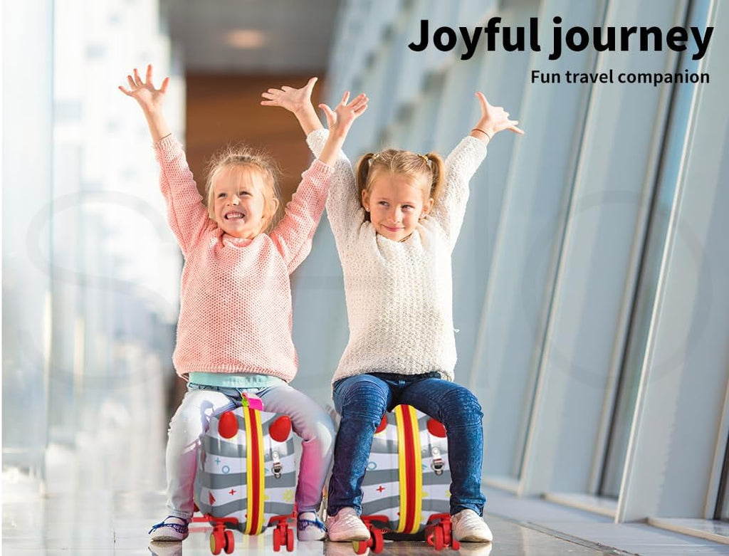 Valise pour enfants à chevaucher avec roues pivotantes à 360° – Bagage de voyage à tirer et à chevaucher pour les enfants et les voyages en famille