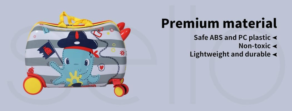 Valise pour enfants à chevaucher avec roues pivotantes à 360° – Bagage de voyage à tirer et à chevaucher pour les enfants et les voyages en famille