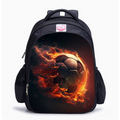 Boys' Soccer Backpack with Flaming Ball Graphic and Zippered Compartments - Image 1