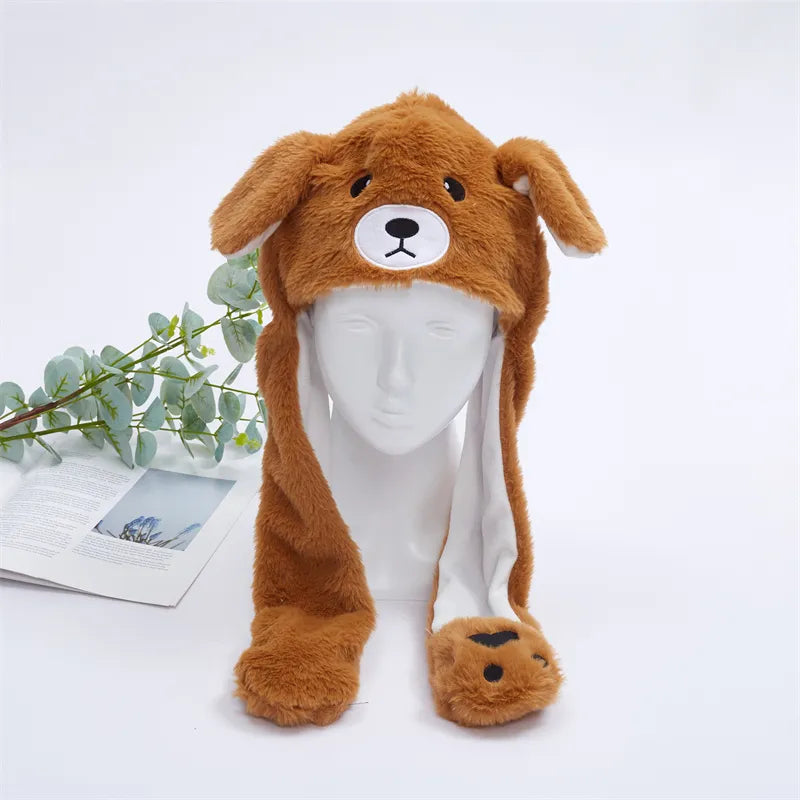 Interaktiver Hasenohrenhut für Kinder und Erwachsene – Niedlicher Plüschhut mit beweglichen Ohren zum Spielen, für Kostüme und als Geschenk
