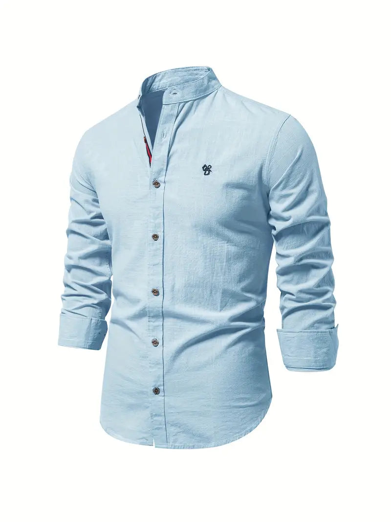 Camicia da uomo in lino effetto lino con bottoni per l’estate – Camicia casual leggera per vacanze, lavoro e outfit quotidiani