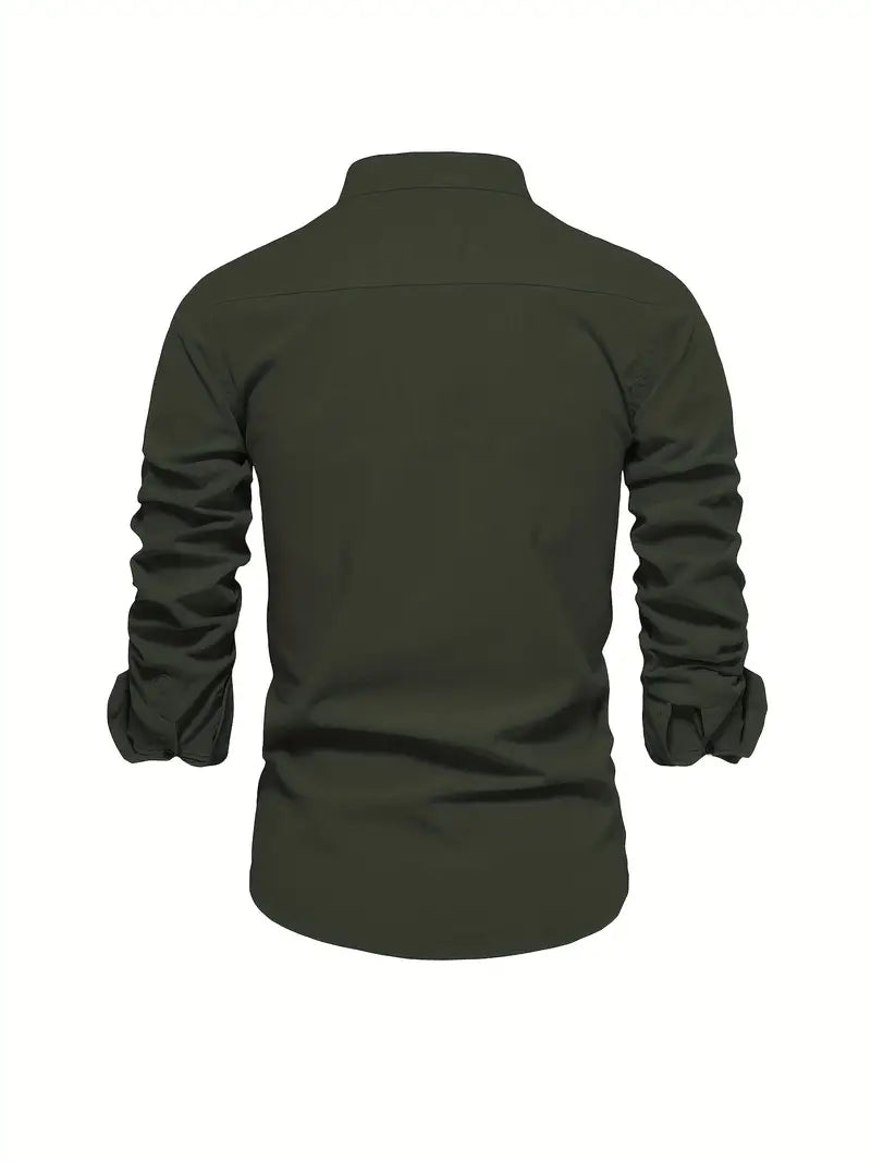 Camicia da uomo in lino effetto lino con bottoni per l’estate – Camicia casual leggera per vacanze, lavoro e outfit quotidiani
