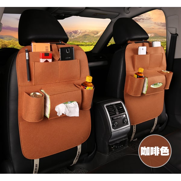 Car Backseat Organizer with Tissue Box Holder and Bottle Pockets Felt Auto Seat Storage - Image 11